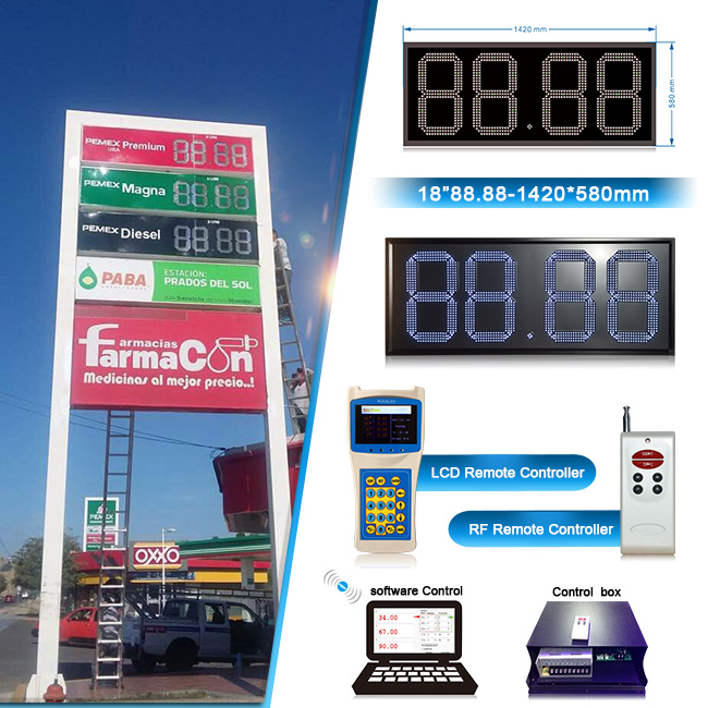 Mexico Waterproof 18'' Wireless Control 88.88 Aluminum Led Oil Price Display Screen