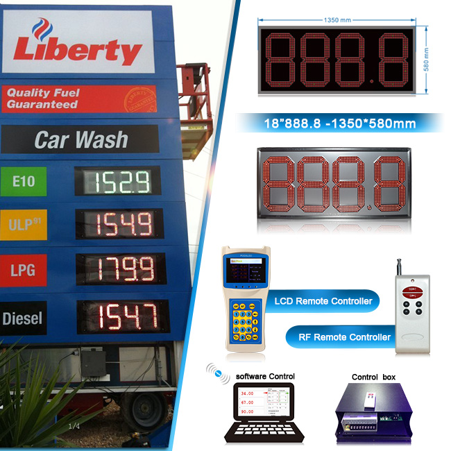 New Arrival Outdoor 18 Inch 888.8 RF Remote Control Led Sign for Gas Station