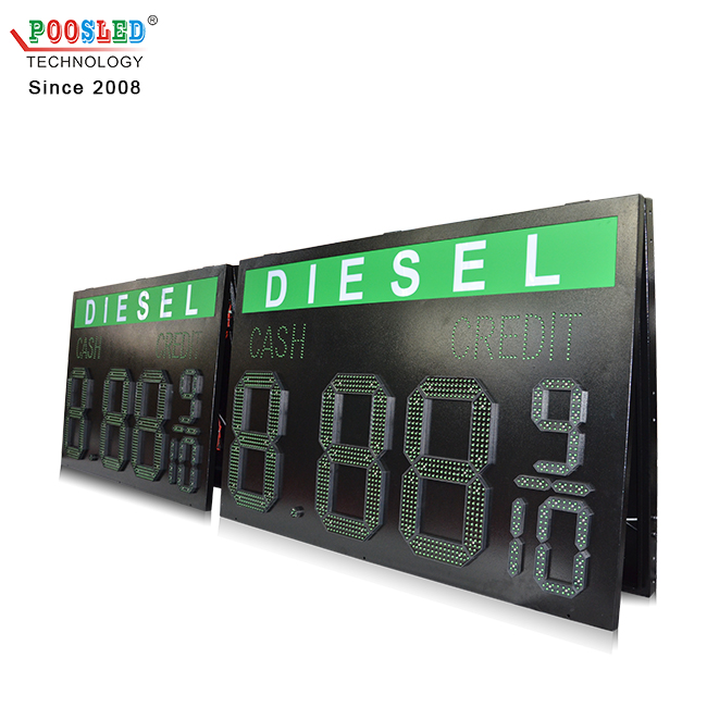 High Brightness 18 Inch Green DIESEL 8.88 9/10 Gas Station Led Gas Price Sign