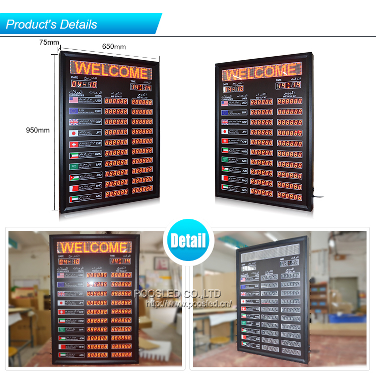 Tablero LED de tipo de cambio digital