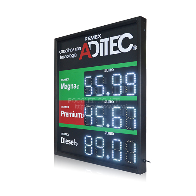 3 Gas Price Display on 1 LED Digits Sign Power Saving LED Gas Price Sign 