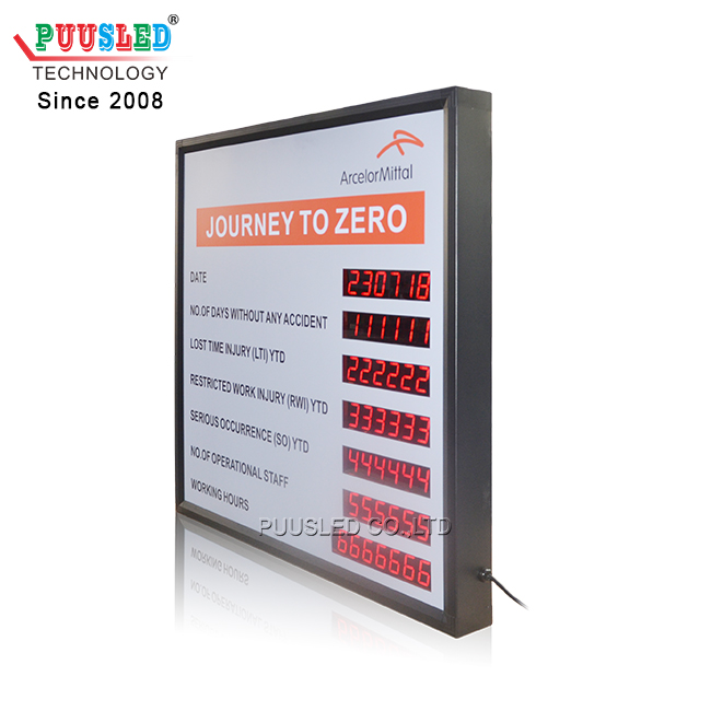 Custom Led Production Line Counter Display Red Color Digit Factory Led Display Product Board Square Led Safety Display Board