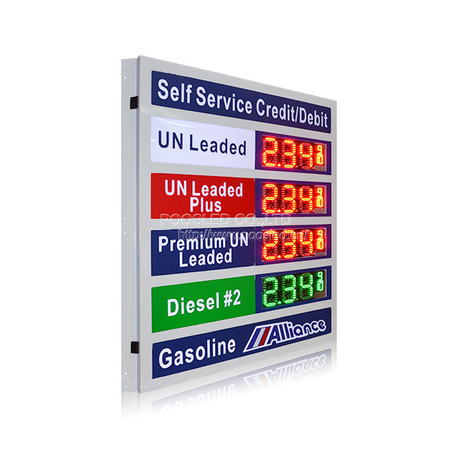 Aluminum Frame Big Size Gas Price Sign with Lighting Box