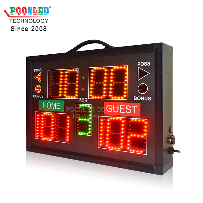 RF Remote Control Portable Aluminum Frame Basketball Scoreboard 