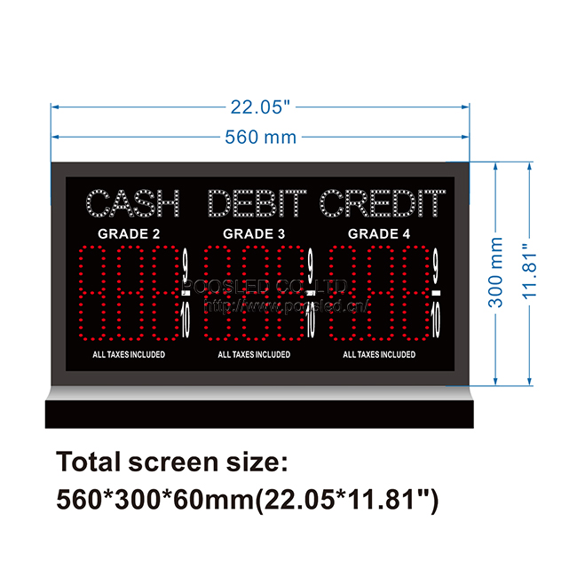 Led Gas Price Changer With Cash Credit Debit 5.0” PCB Digits