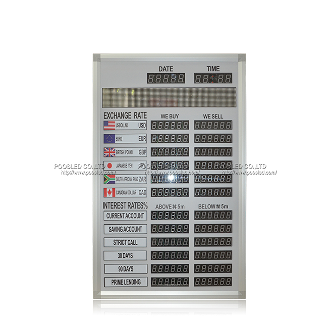 Popular Nigeria 1.0 Inch Indoor Red Led Exchange Rate Board For Bank