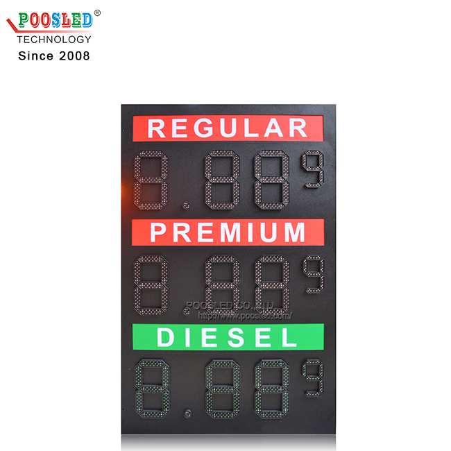 New Design 12''+6'' Outdoor Waterproof 8.88 9 Led Gas Price Board